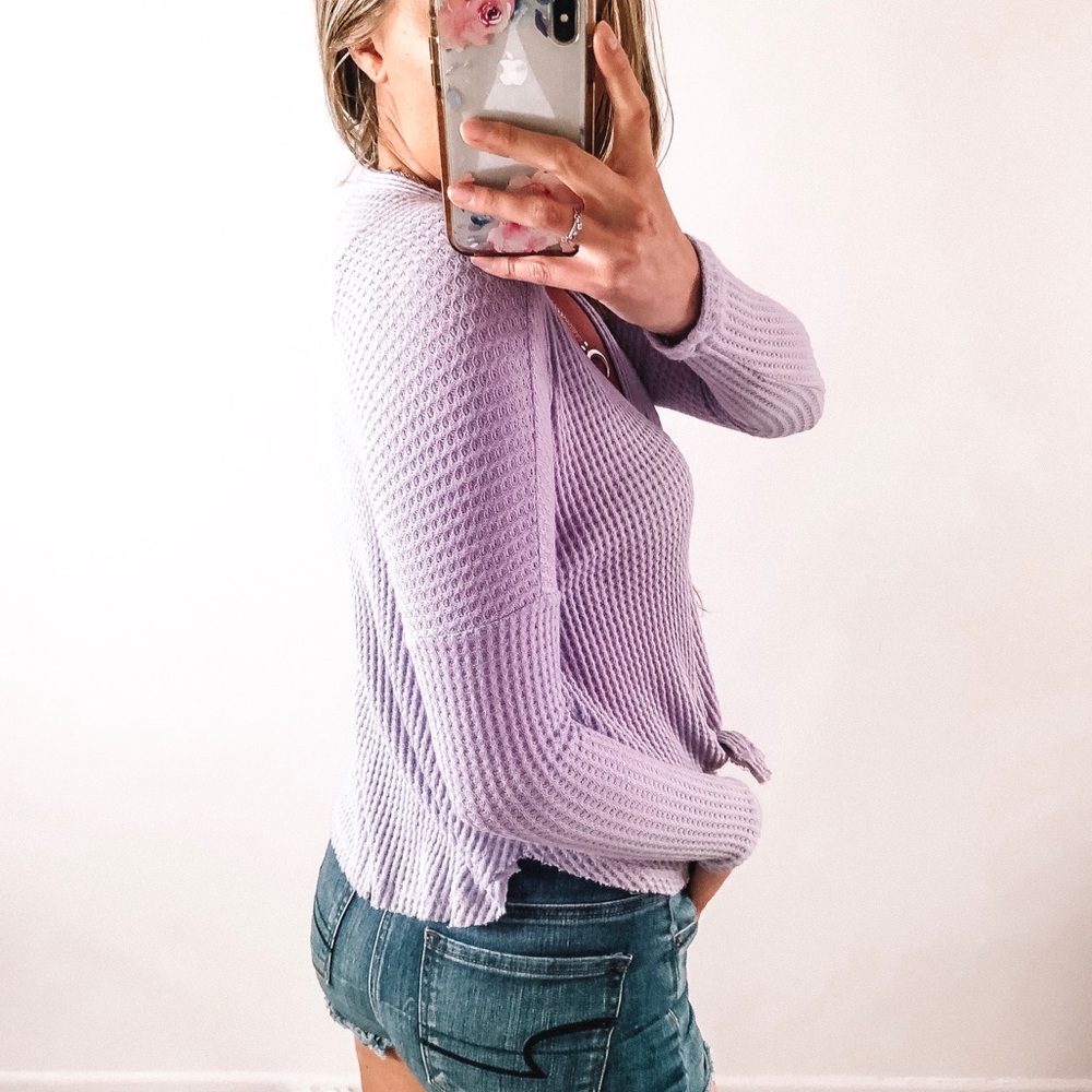 Lavender Purple Waffle Knit Top - Picture 4 of 4